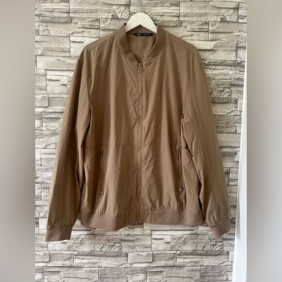 Zara || Men’s Khaki Tan Full Zip Daily Outdoor Lightweight Bomber Jacket XXL - Picture 1 of 7